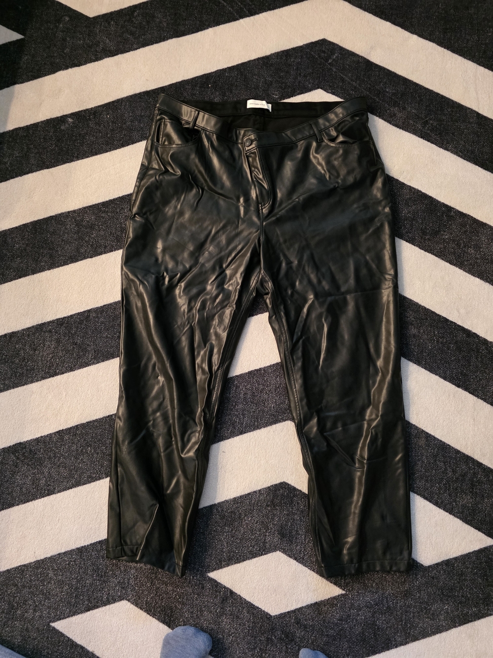 Abercrombie & Fitch Black Faux Leather Straight Leg Pants